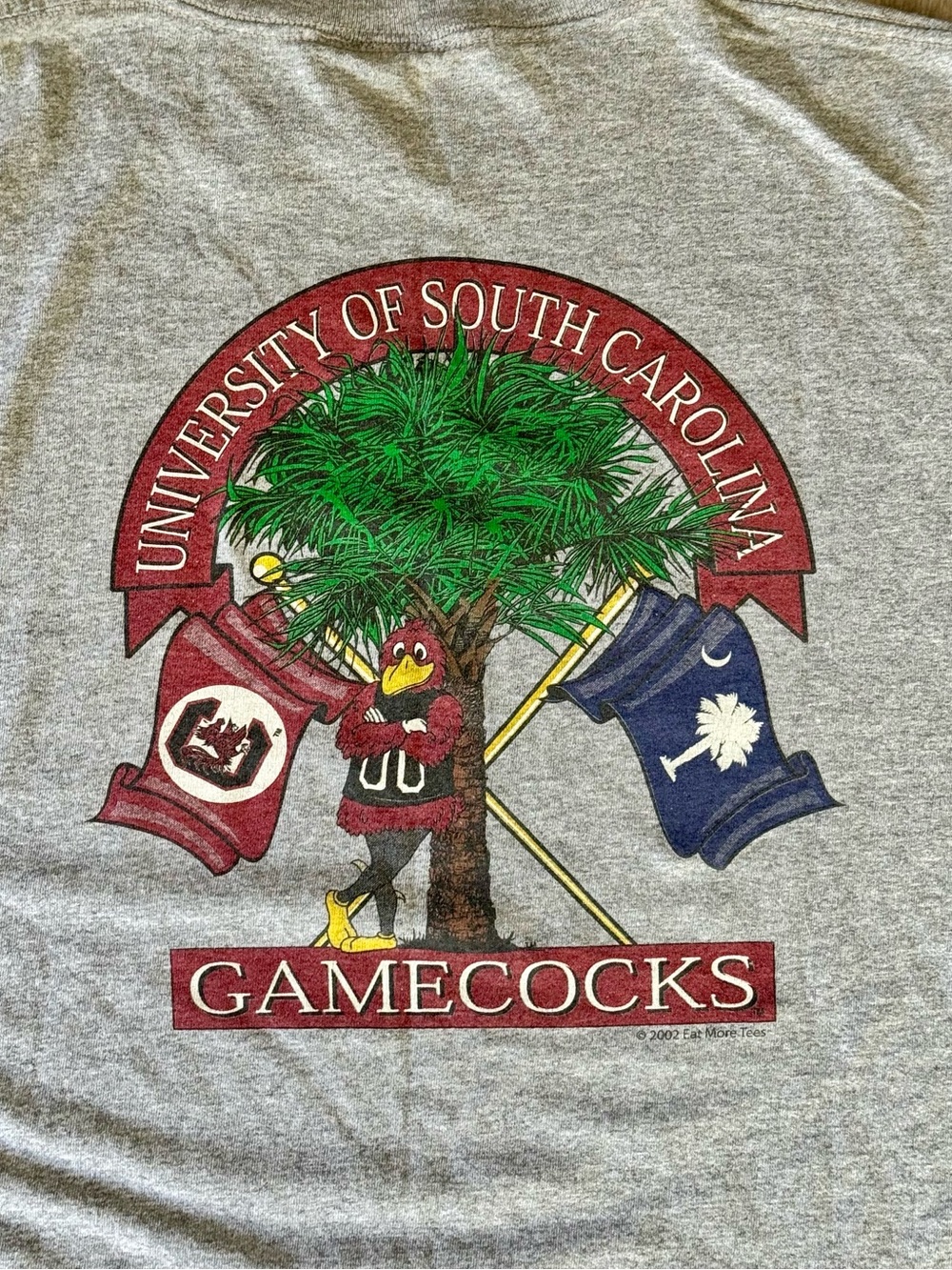 Vintage 2002 South Carolina Gamecocks Eat More Tees Gray Graphic Tailgate Tshirt - Picture 4 of 5